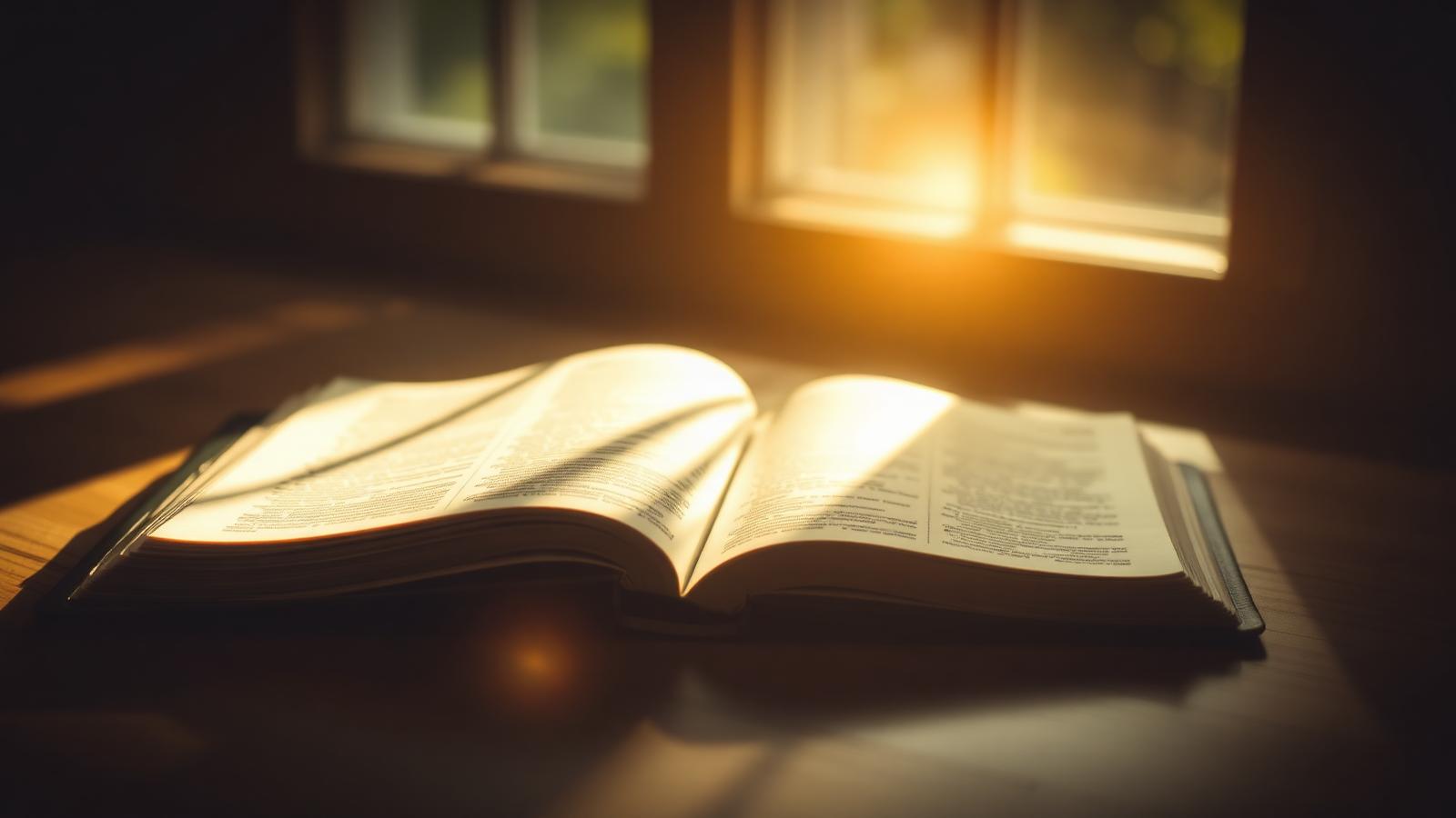 Open Bible with warm light